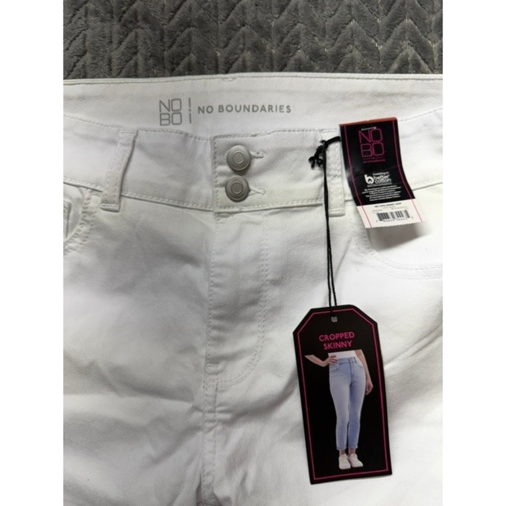 No Boundaries Womens White Cropped Skinny Jeans High Rise Size 9 NWT 0399 - Picture 4 of 5